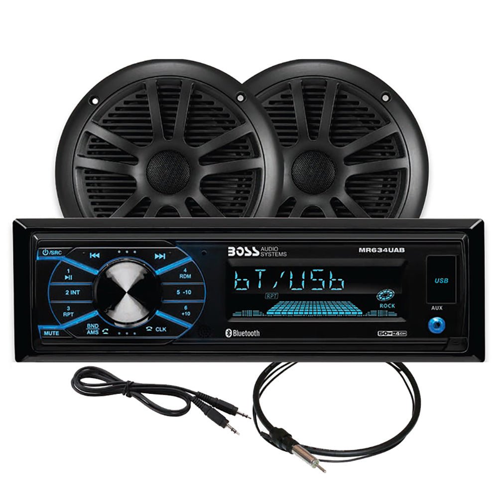 Boss Audio MCBK634B.6 Marine Stereo &amp; 6.5" Speaker Kit - Black - Marine Parts OnlyEntertainmentBoss Audio