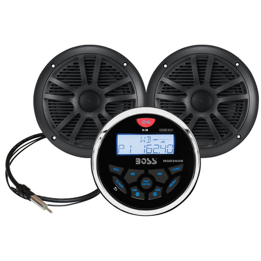 Boss Audio MCKGB350W.6 Marine Stereo &amp; 6.5" Speaker Kit - Black - Marine Parts OnlyEntertainmentBoss Audio