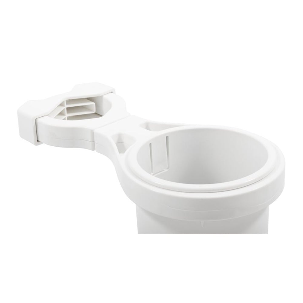 Camco Clamp - On Rail Mounted Cup Holder - Small for Up to 1 - 1/4" Rail - White - Marine Parts OnlyBoat OutfittingCamco