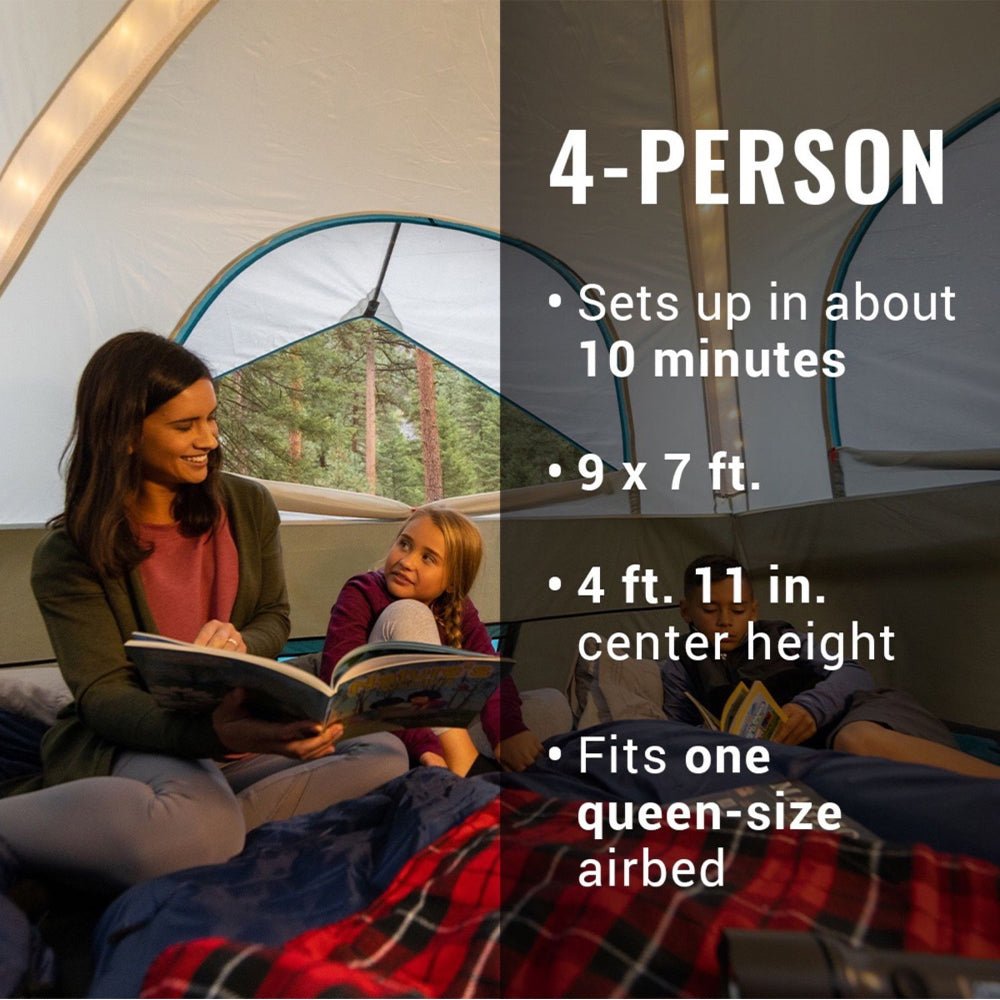 Coleman OneSource Rechargeable 4 - Person Camping Dome Tent w/Airflow System &amp; LED Lighting - Marine Parts OnlyOutdoorColeman
