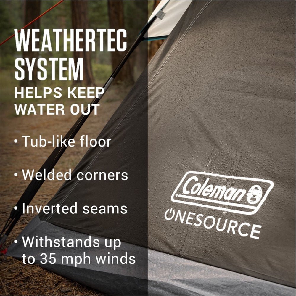 Coleman OneSource Rechargeable 4 - Person Camping Dome Tent w/Airflow System &amp; LED Lighting - Marine Parts OnlyOutdoorColeman