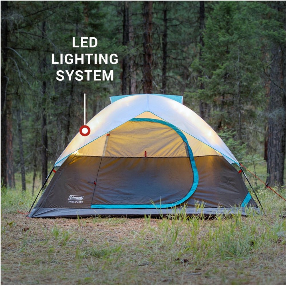 Coleman OneSource Rechargeable 4 - Person Camping Dome Tent w/Airflow System &amp; LED Lighting - Marine Parts OnlyOutdoorColeman
