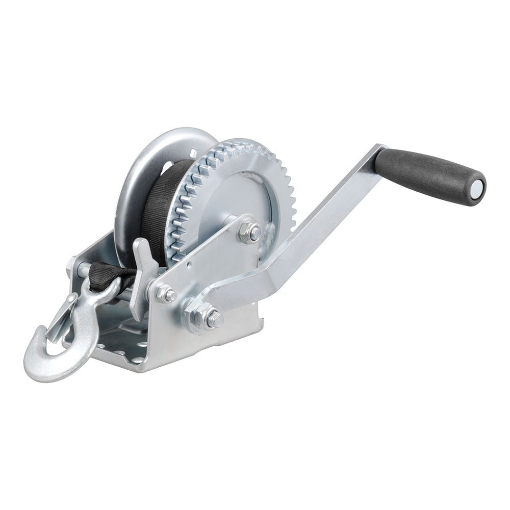 CURT Hand Crank 1400 lb. Winch w/20&39; Strap &amp; 7 - 1/2" Handle - Marine Parts OnlyTraileringCURT