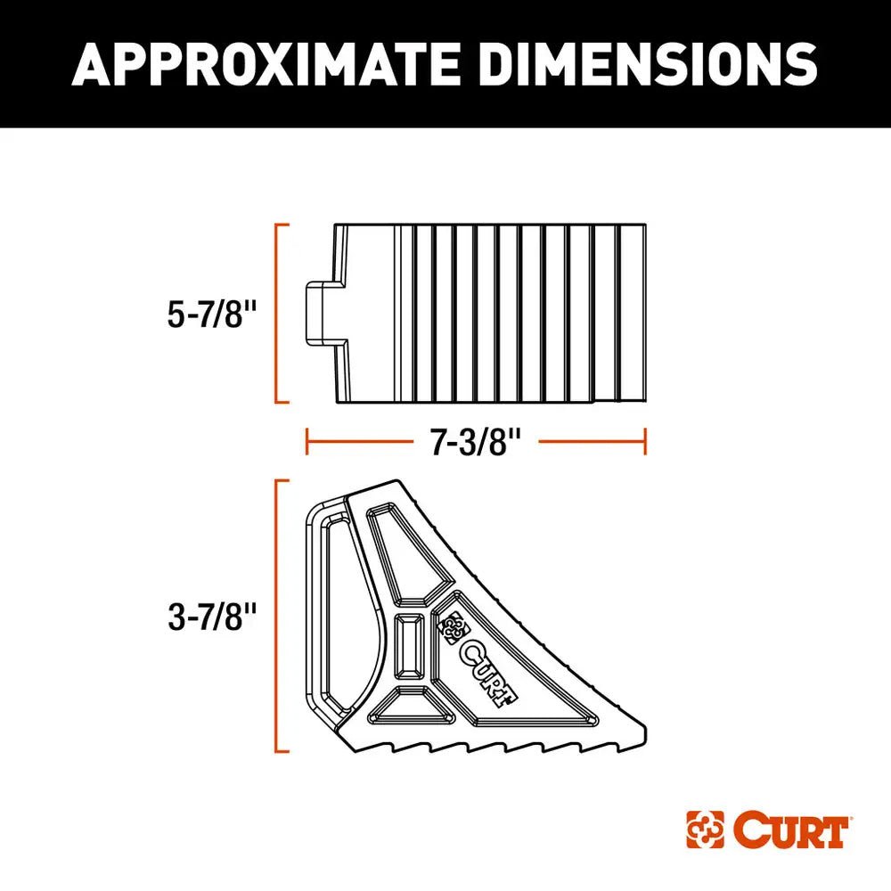 CURT HD Rubber Wheel Chock w/Handle &amp; Single Trailer Mount - Marine Parts OnlyTraileringCURT
