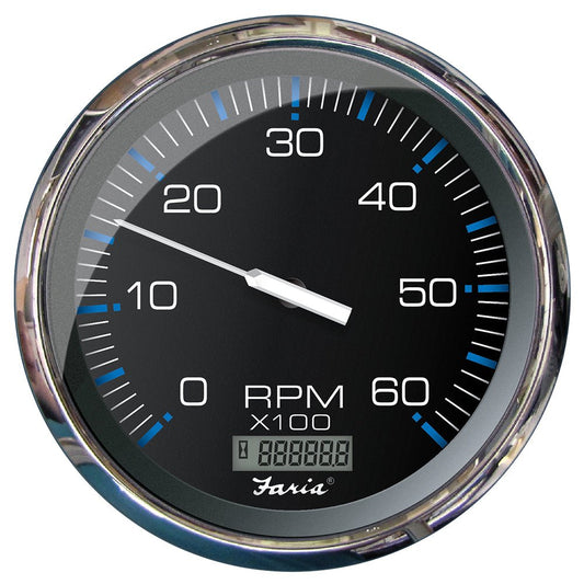 Faria Chesapeake Black 5" Tachometer w/Digital Hourmeter - 6000 RPM (Gas) (Inboard) - Marine Parts OnlyMarine Navigation & InstrumentsFaria Beede Instruments
