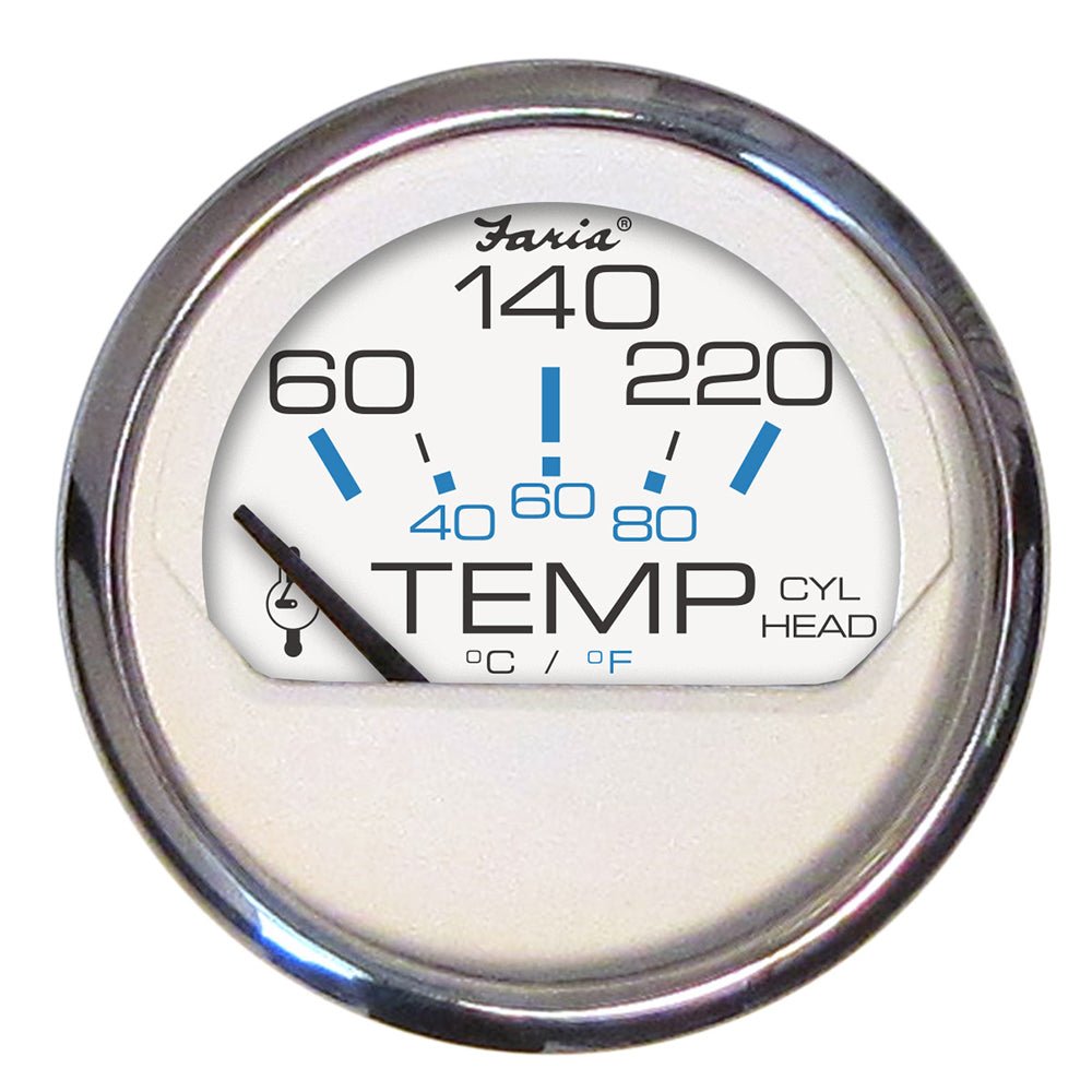 Faria Chesapeake White SS 2" Cylinder Head Temperature Gauge (60 - 220&deg;F) - Marine Parts OnlyMarine Navigation & InstrumentsFaria Beede Instruments