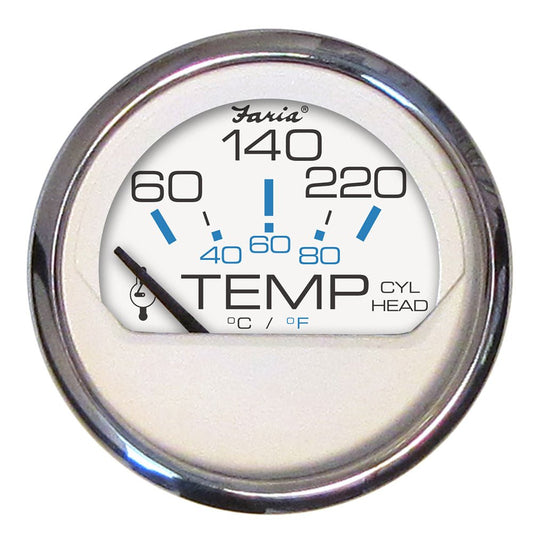 Faria Chesapeake White SS 2" Cylinder Head Temperature Gauge (60 - 220&deg;F) - Marine Parts OnlyMarine Navigation & InstrumentsFaria Beede Instruments