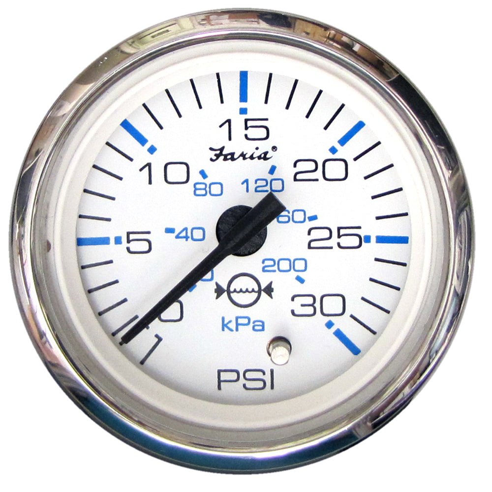 Faria Chesapeake White SS 2" Water Pressure Gauge (30 PSI) - Marine Parts OnlyMarine Navigation & InstrumentsFaria Beede Instruments