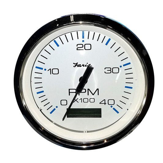 Faria Chesapeake White SS 4" Tachometer w/Hourmeter (4000 RPM) (Diesel) (Mech. Takeoff &amp; Var. Ratio Alt) - Marine Parts OnlyMarine Navigation & InstrumentsFaria Beede Instruments