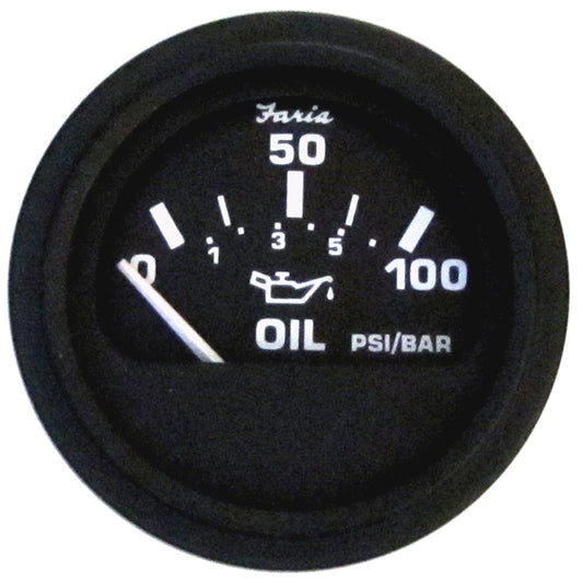 Faria Euro Black 2" Oil Pressure Gauge (100 PSI) - Marine Parts OnlyMarine Navigation & InstrumentsFaria Beede Instruments