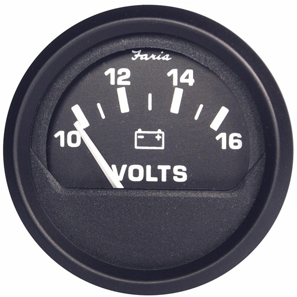 Faria Euro Black 2" Voltmeter (10 - 16 V) - Marine Parts OnlyMarine Navigation & InstrumentsFaria Beede Instruments