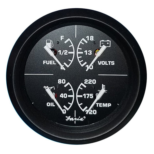 Faria Euro Black 4" Multifunction Gauge - Volt/Fuel/Oil/Water Temperature - Marine Parts OnlyMarine Navigation & InstrumentsFaria Beede Instruments