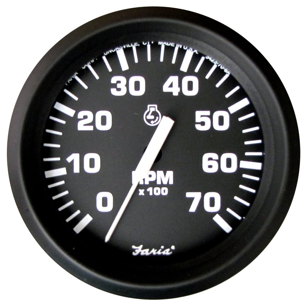 Faria Euro Black 4" Tachometer - 7,000 RPM (Gas - All Outboard) - Marine Parts OnlyMarine Navigation & InstrumentsFaria Beede Instruments