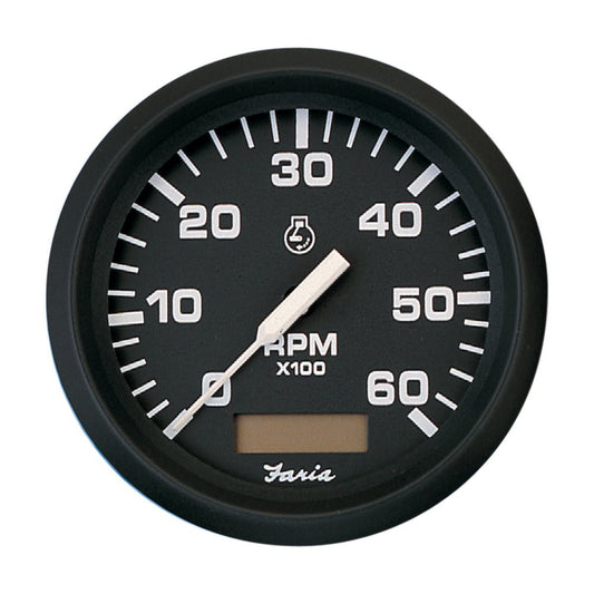 Faria Euro Black 4" Tachometer w/Hourmeter - 6,000 RPM (Gas - Inboard) - Marine Parts OnlyMarine Navigation & InstrumentsFaria Beede Instruments