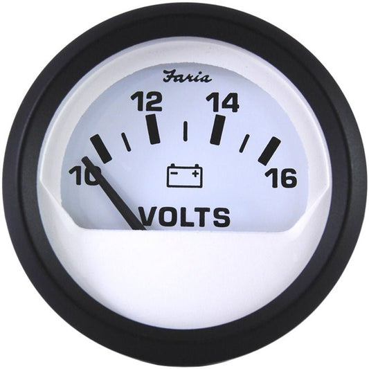 Faria Euro White 2" Voltmeter (10 - 16 VDC) - Marine Parts OnlyMarine Navigation & InstrumentsFaria Beede Instruments