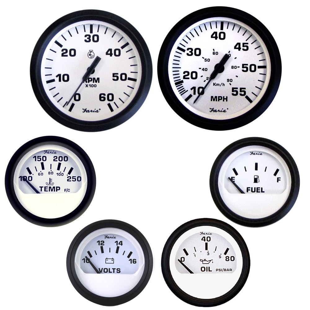 Faria Euro White Boxed Set - Inboard Motors - Marine Parts OnlyMarine Navigation & InstrumentsFaria Beede Instruments