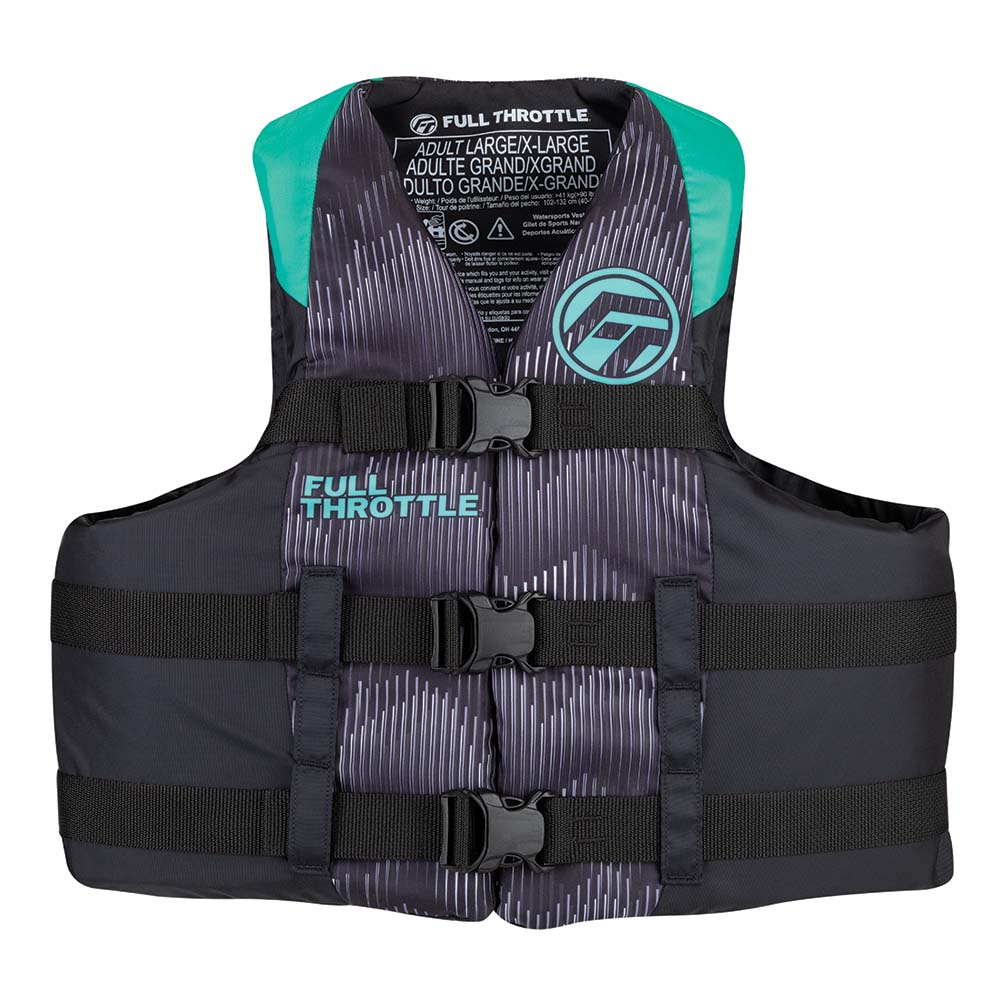 Full Throttle Adult Nylon Life Jacket - S/M - Aqua/Black - Marine Parts OnlyWatersportsFull Throttle