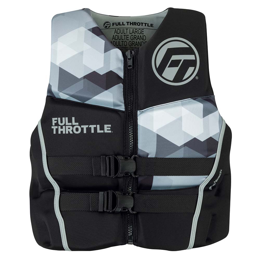 Full Throttle Men&39;s Rapid - Dry Flex - Back Life Jacket - XL - Black/Grey - Marine Parts OnlyWatersportsFull Throttle