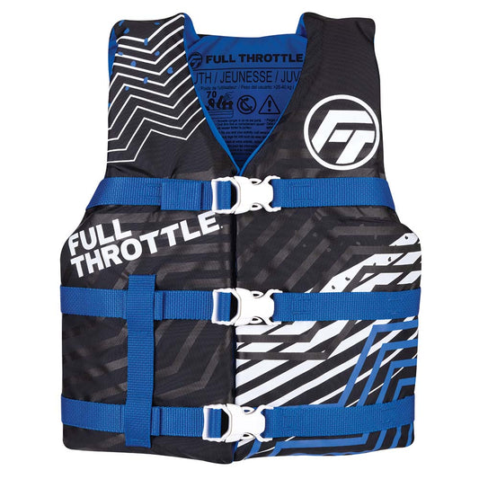 Full Throttle Youth Nylon Life Jacket - Blue/Black - Marine Parts OnlyWatersportsFull Throttle