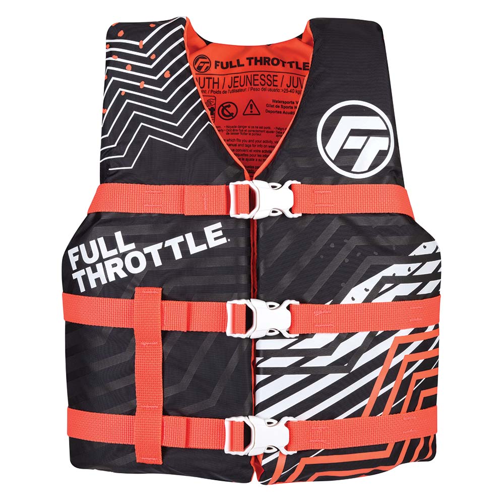 Full Throttle Youth Nylon Life Jacket - Pink/Black - Marine Parts OnlyWatersportsFull Throttle