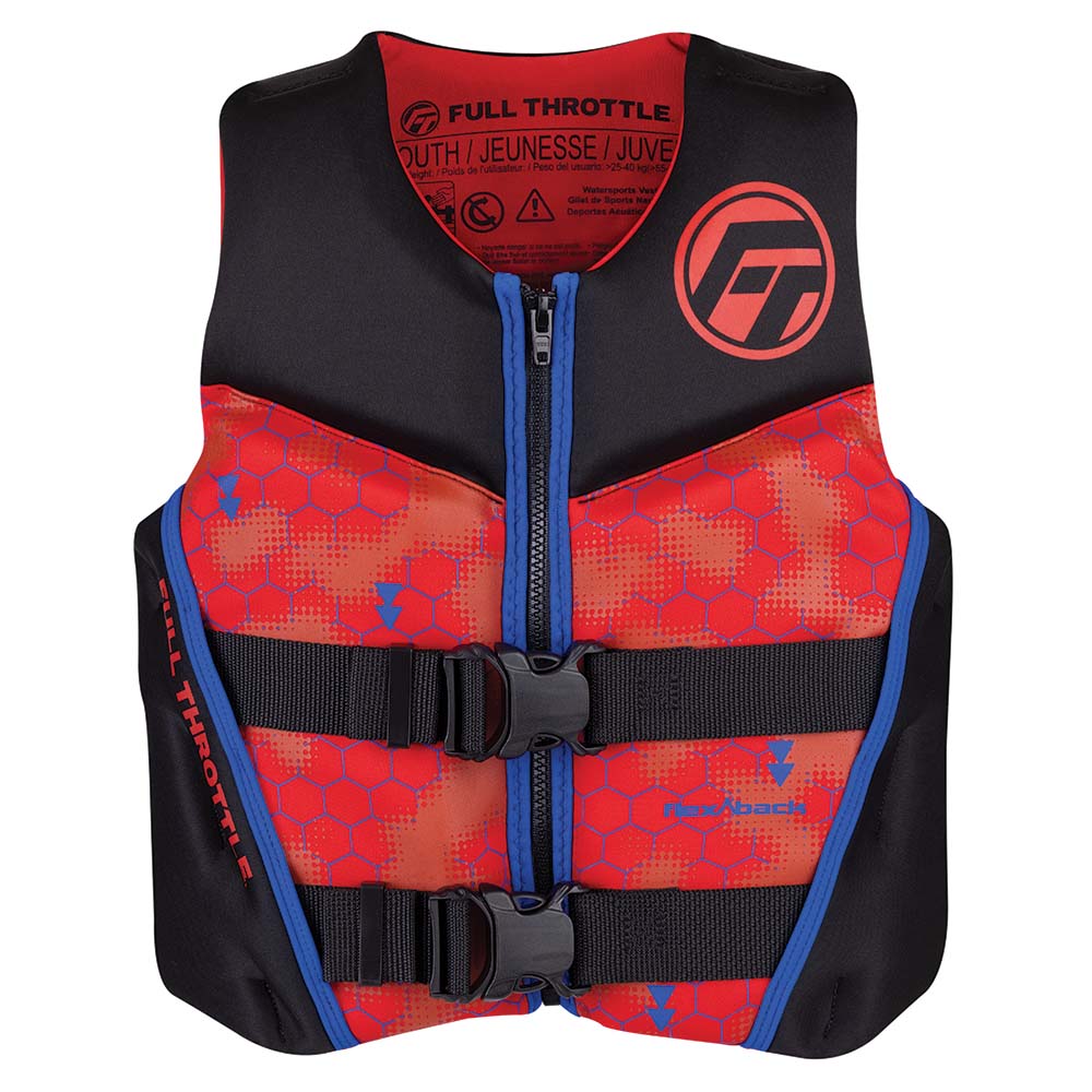 Full Throttle Youth Rapid - Dry Flex - Back Life Jacket - Red/Black - Marine Parts OnlyWatersportsFull Throttle