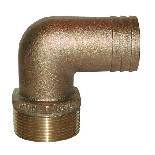 GROCO 1 - 1/4" NPT x 1 - 1/4" ID Bronze 90 Degree Pipe to Hose Fitting Standard Flow Elbow - Marine Parts OnlyMarine Plumbing & VentilationGROCO