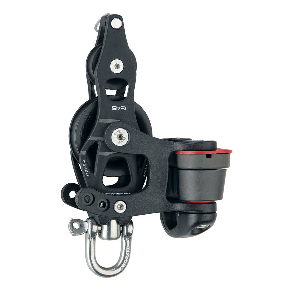Harken 45mm Single Aluminum Element Fiddle Block w/Swivel, Becket &amp; 150 Cam Cleat - Marine Parts OnlySailingHarken
