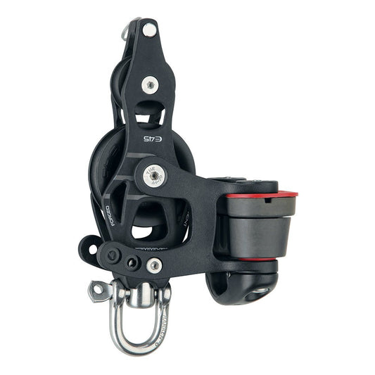 Harken 45mm Single Aluminum Element Fiddle Block w/Swivel, Becket &amp; 150 Cam Cleat - Marine Parts OnlySailingHarken