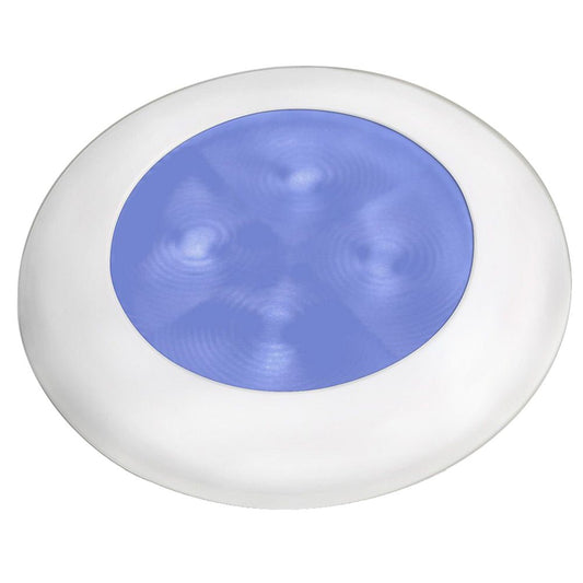 Hella Marine Slim Line LED 'Enhanced Brightness' Round Courtesy Lamp - Blue LED - White Plastic Bezel - 12V - Marine Parts OnlyLightingHella Marine
