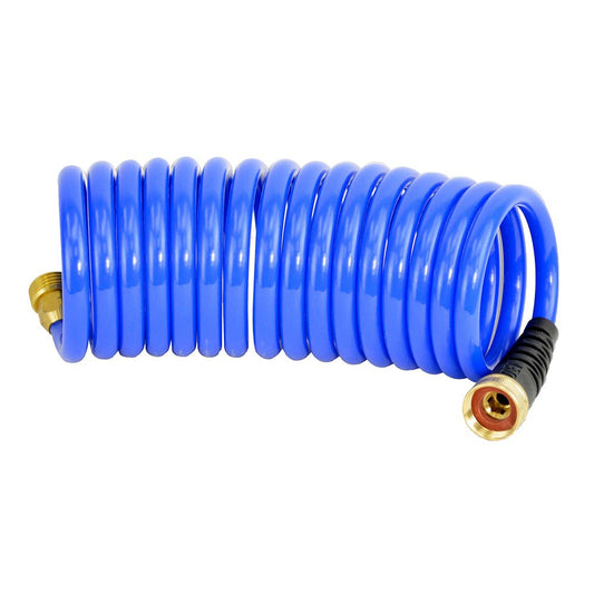 HoseCoil 15' Blue Self Coiling Hose w/Flex Relief - Marine Parts OnlyBoat OutfittingHoseCoil