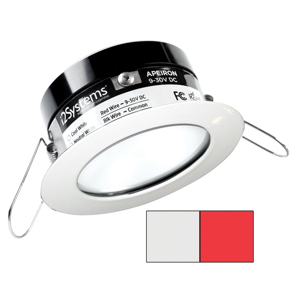 i2Systems Apeiron PRO A503 - 3W Spring Mount Light - Round - Cool White &amp; Red - White Finish - Marine Parts OnlyLightingI2Systems Inc