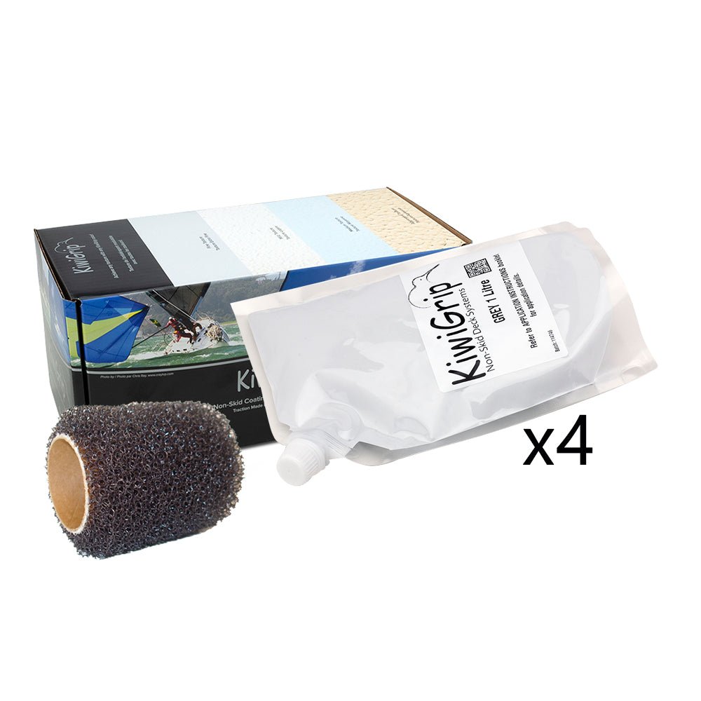 KiwiGrip 4 - 1 Liter Pouches - Grey w/4" Roller - Marine Parts OnlyBoat OutfittingKiwiGrip