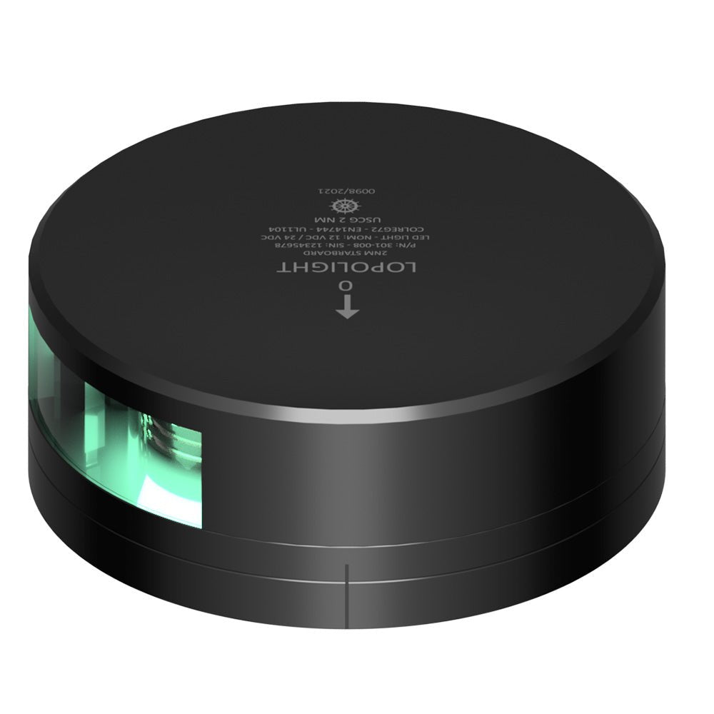 Lopolight Green Starboard Light - 2NM - Black Housing w/FB Base - Marine Parts OnlyLightingLopolight