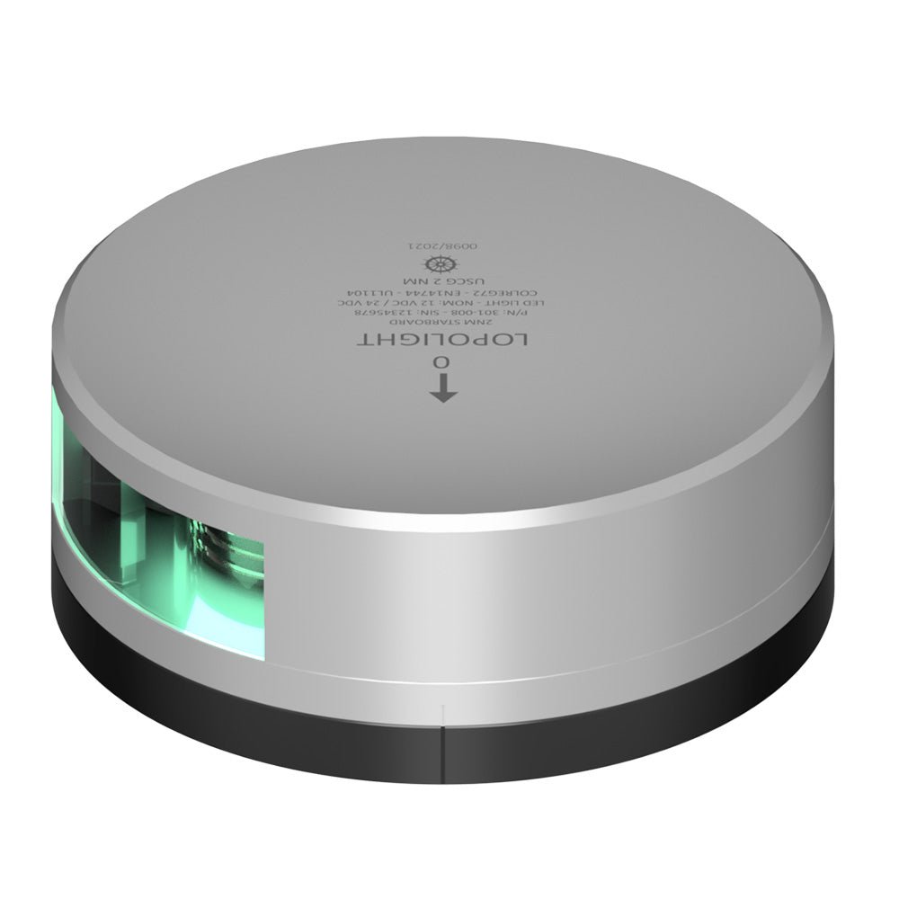 Lopolight Green Starboard Light - 2NM - Silver Housing w/FB Base - Marine Parts OnlyLightingLopolight