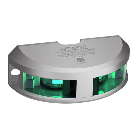 Lopolight Series 200 - 018 - Navigation Light - 2NM - Vertical Mount - Green - Silver Housing - Marine Parts OnlyLightingLopolight