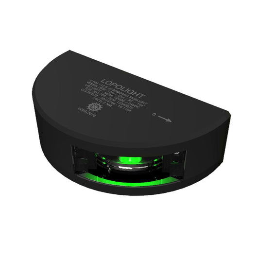 Lopolight Series 301 - 001 - Starboard Sidelight - 2NM - Vertical Mount - Green - Black Housing - Marine Parts OnlyLightingLopolight