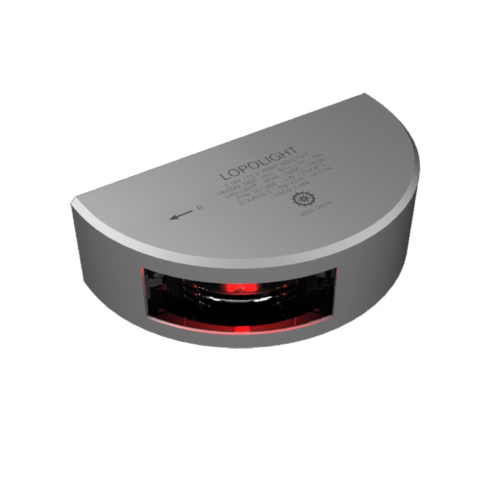 Lopolight Series 301 - 002 - Port Sidelight - 2NM - Vertical Mount - Red - Silver Housing - Marine Parts OnlyLightingLopolight