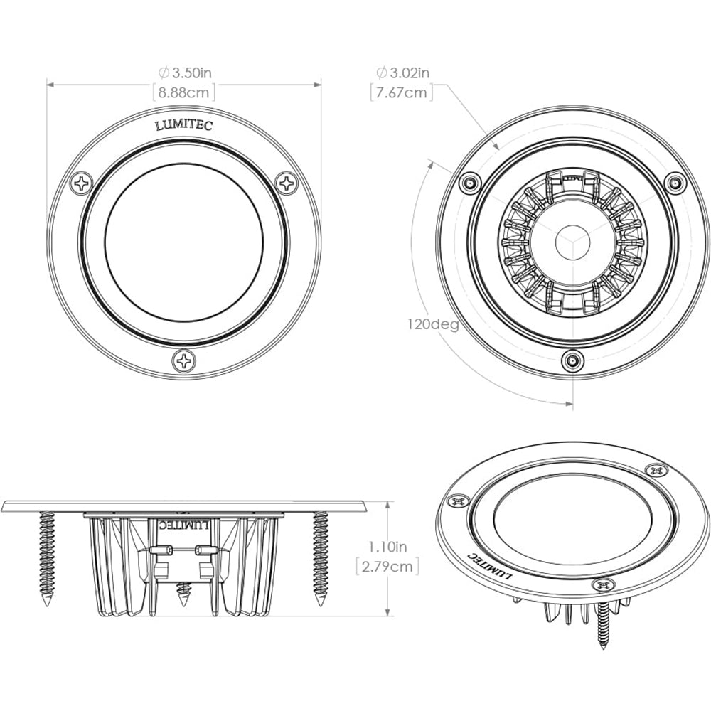 Lumitec Shadow - Flush Mount Down Light - White Finish - Spectrum RGBW - Marine Parts OnlyLightingLumitec