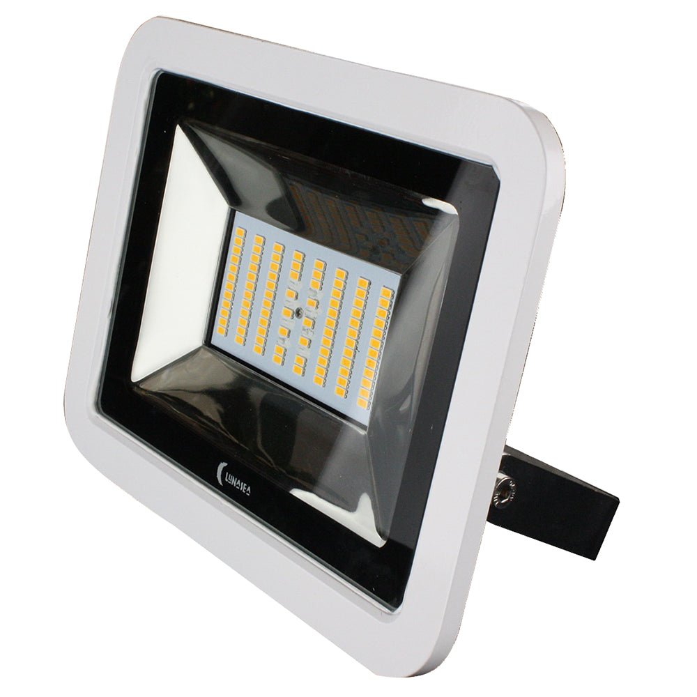 Lunasea 35W Slimline LED Floodlight, 120/240VAC Only, Cool White, 4500 Lumens, 3&39; Cord - White Housing - Marine Parts OnlyLightingLunasea Lighting