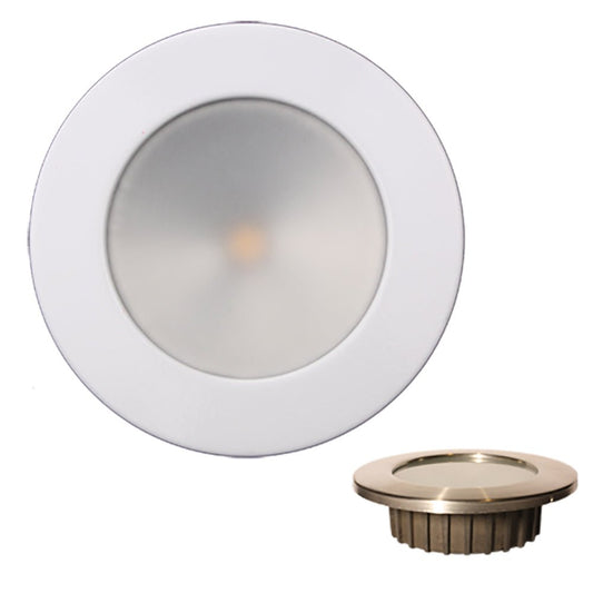 Lunasea &ldquo;ZERO EMI&rdquo; Recessed 3.5&rdquo; LED Light - Warm White w/White Stainless Steel Bezel - 12VDC - Marine Parts OnlyLightingLunasea Lighting