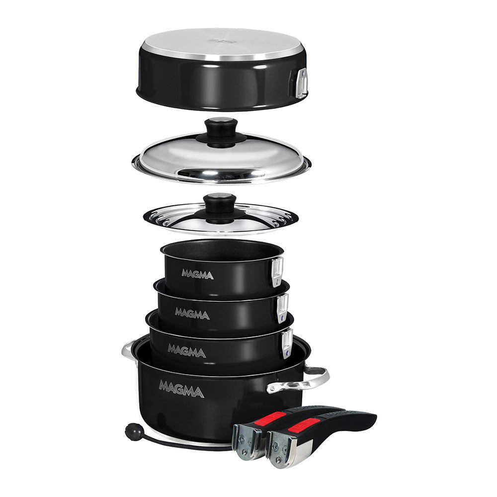 Magma Nestable 10 Piece Induction Non - Stick Enamel Finish Cookware Set - Jet Black - Marine Parts OnlyBoat OutfittingMagma
