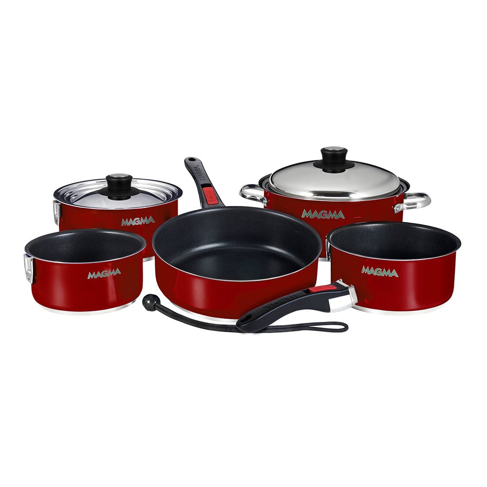 Magma Nestable 10 Piece Induction Non - Stick Enamel Finish Cookware Set - Magma Red - Marine Parts OnlyBoat OutfittingMagma