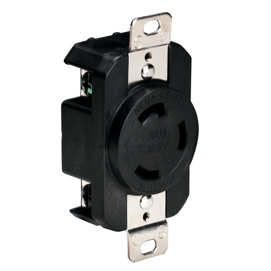 Marinco 305CRRB 125V 30Amp Locking Receptacle - Black - Marine Parts OnlyElectricalMarinco