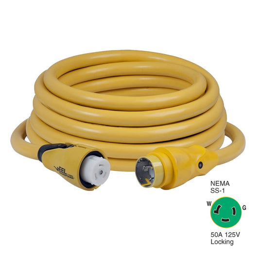 Marinco CS503 - 50 EEL 50A 125V Shore Power Cordset - 50' - Yellow - Marine Parts OnlyElectricalMarinco