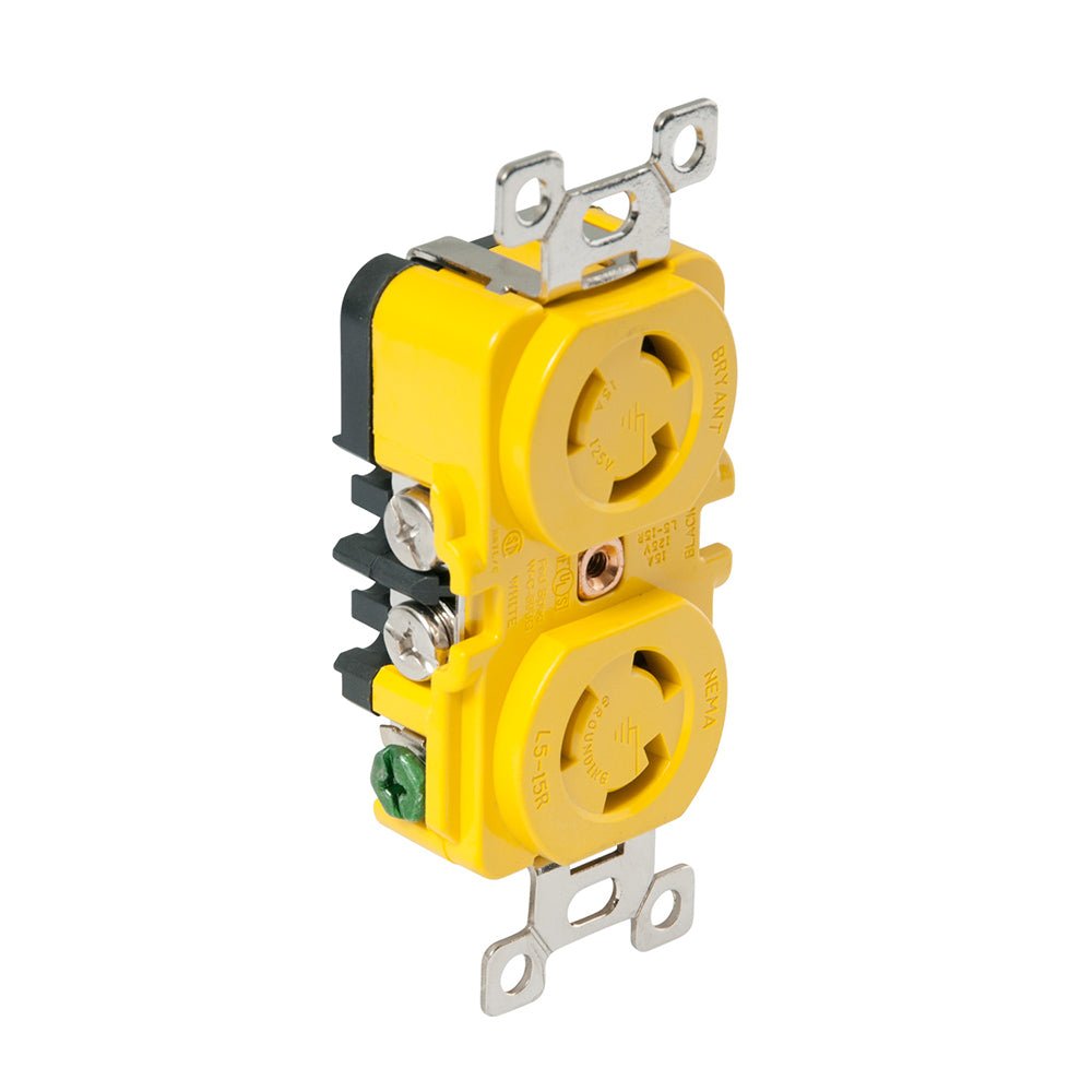 Marinco Locking Receptacle - 15A, 125V - Yellow - Marine Parts OnlyElectricalMarinco