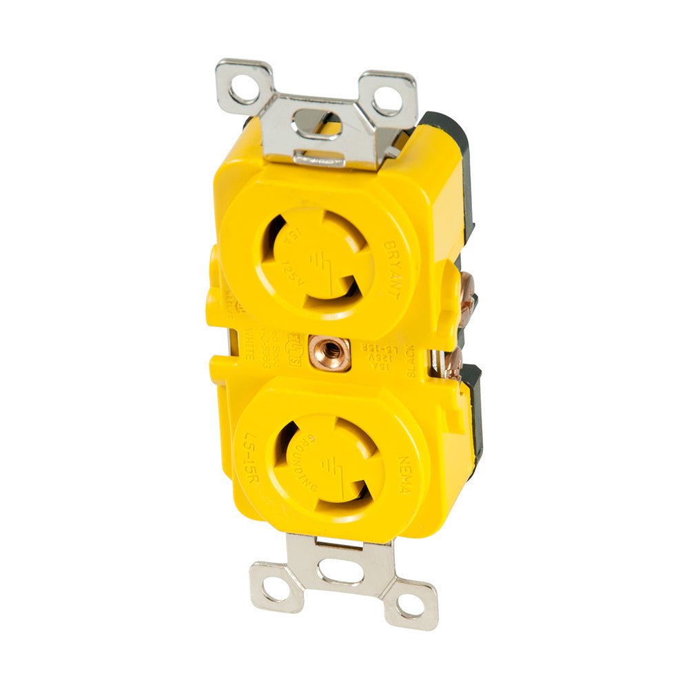 Marinco Locking Receptacle - 15A, 125V - Yellow - Marine Parts OnlyElectricalMarinco