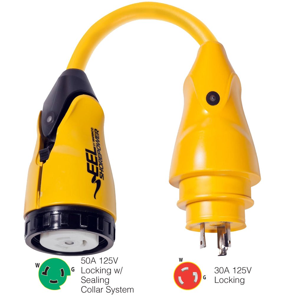 Marinco P30 - 503 EEL 50A - 125V Female to 30A - 125V Male Pigtail Adapter - Yellow - Marine Parts OnlyElectricalMarinco