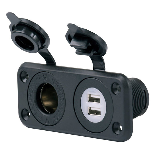 Marinco SeaLink&reg; Deluxe Dual USB Charger & 12V Receptacle - Marine Parts OnlyElectricalMarinco