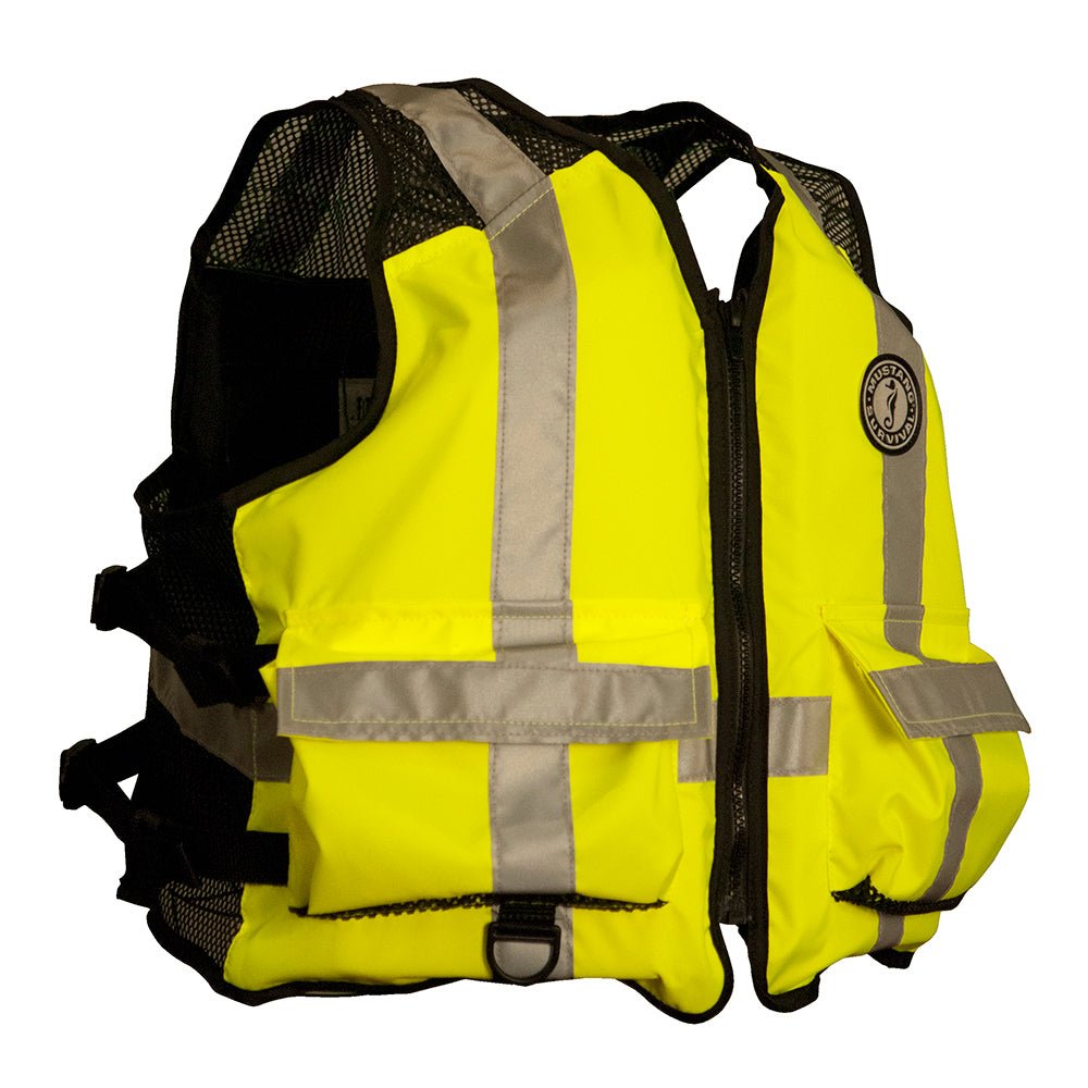 Mustang High Visibility Industrial Mesh Vest - Fluorescent Yellow/Green/Black - 4XL/5XL - Marine Parts OnlyMarine SafetyMustang Survival