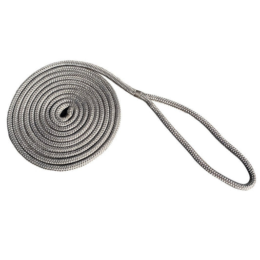 New England Rope 1/2" x 15&39; Nylon Double Braid Dock Line - Grey - Marine Parts OnlyAnchoring & DockingNew England Ropes
